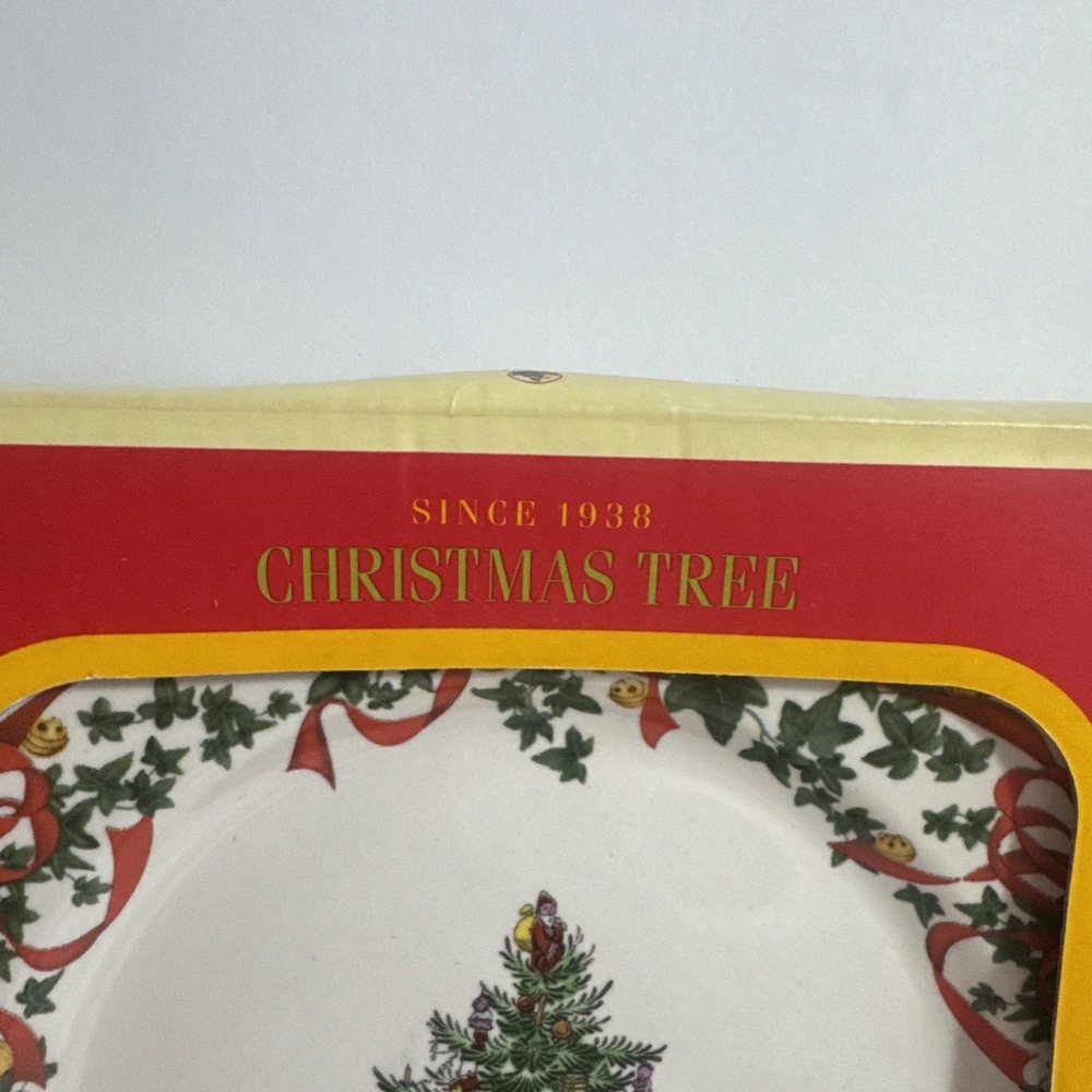 SPODE CHRISTMAS TREE RED RIBBON ROUND 12 1/2" PLATTER - Picture 3 of 14